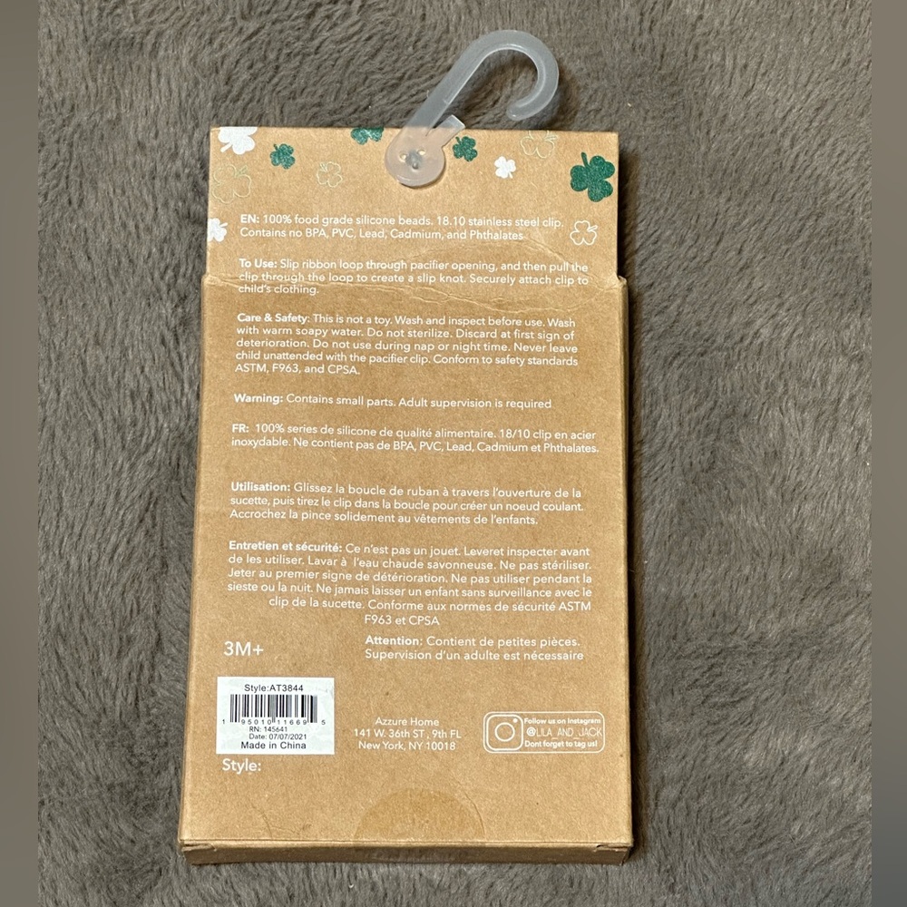 NWT Lila And Jack, Silicone Pacifier Clip + Shamrock Teether - Picture 2 of 2
